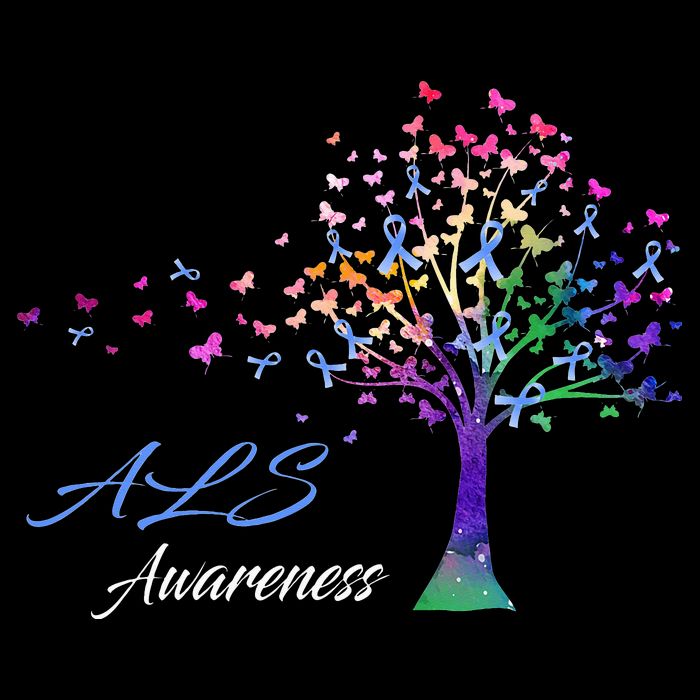 Tree Ribbon ALS Awareness Drawstring Bag