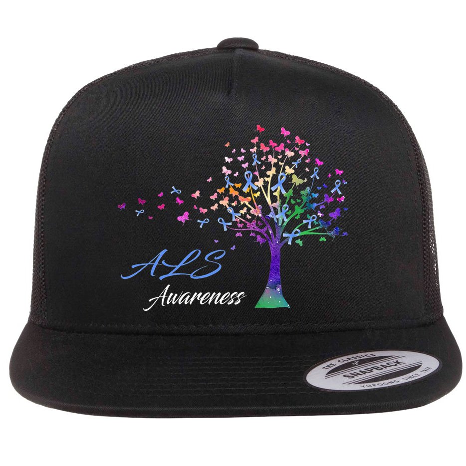 Tree Ribbon ALS Awareness Flat Bill Trucker Hat