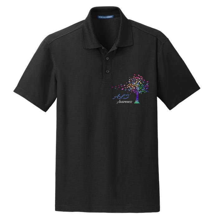 Tree Ribbon ALS Awareness Dry Zone Grid Polo