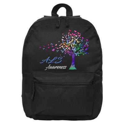 Tree Ribbon ALS Awareness 16 in Basic Backpack