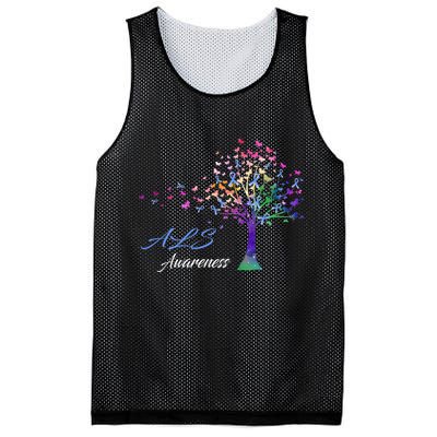 Tree Ribbon ALS Awareness Mesh Reversible Basketball Jersey Tank