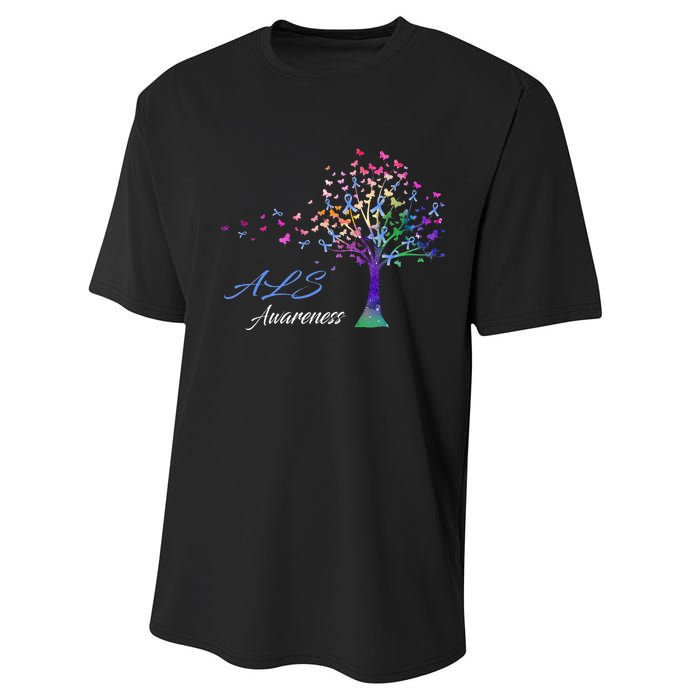 Tree Ribbon ALS Awareness Performance Sprint T-Shirt