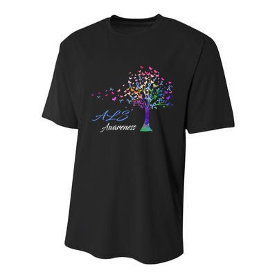 Tree Ribbon ALS Awareness Youth Performance Sprint T-Shirt