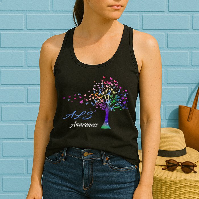 Tree Ribbon ALS Awareness Womens Tank Top