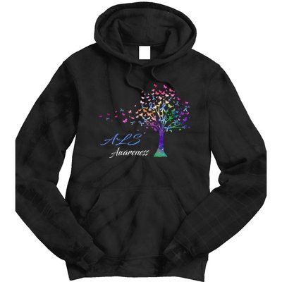 Tree Ribbon ALS Awareness Tie Dye Hoodie