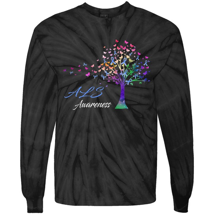 Tree Ribbon ALS Awareness Tie-Dye Long Sleeve Shirt