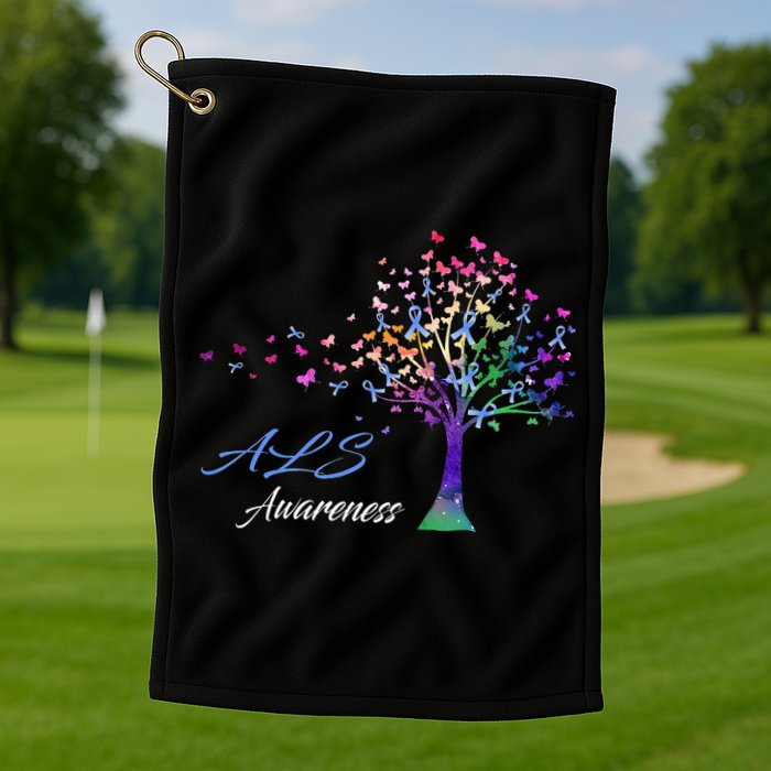 Tree Ribbon ALS Awareness Golf Towel