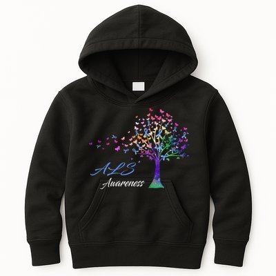Tree Ribbon ALS Awareness Kids Hoodie