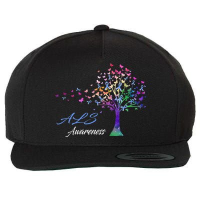 Tree Ribbon ALS Awareness Wool Snapback Cap