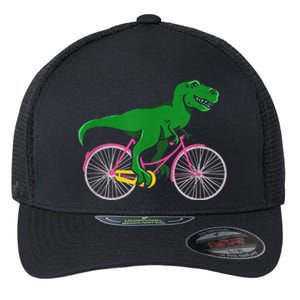 TRex Riding A Bike Funny Trex Dinosaur Bicycle Rider Flexfit Unipanel Trucker Cap