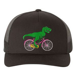 TRex Riding A Bike Funny Trex Dinosaur Bicycle Rider Yupoong Adult 5-Panel Trucker Hat