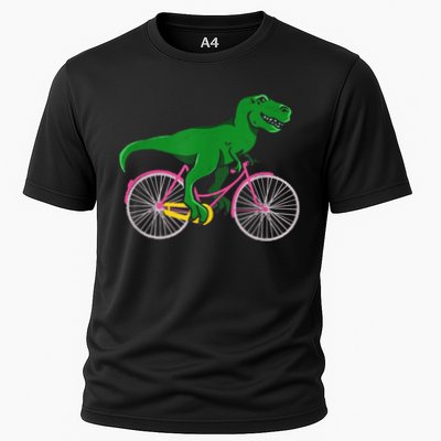 TRex Riding A Bike Funny Trex Dinosaur Bicycle Rider Performance Shirt