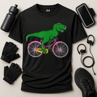 TRex Riding A Bike Funny Trex Dinosaur Bicycle Rider Cooling Performance Crew T-Shirt