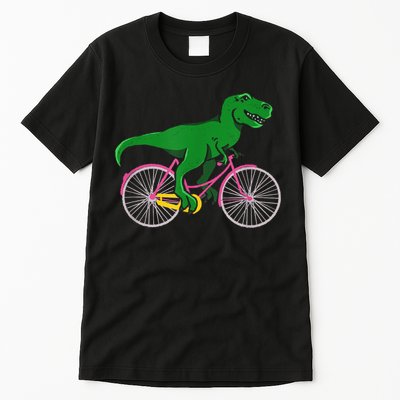 TRex Riding A Bike Funny Trex Dinosaur Bicycle Rider Tall T-Shirt