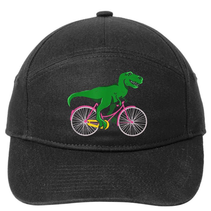 TRex Riding A Bike Funny Trex Dinosaur Bicycle Rider 7-Panel Snapback Hat