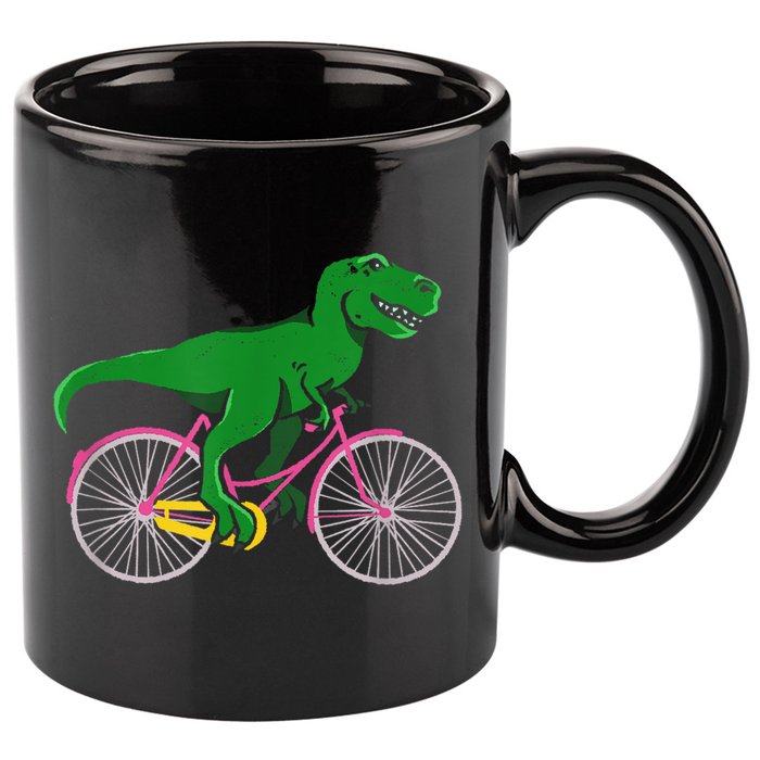 TRex Riding A Bike Funny Trex Dinosaur Bicycle Rider 11oz C Handle Ceramic Mug