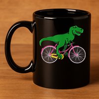 TRex Riding A Bike Funny Trex Dinosaur Bicycle Rider 11oz C Handle Ceramic Mug