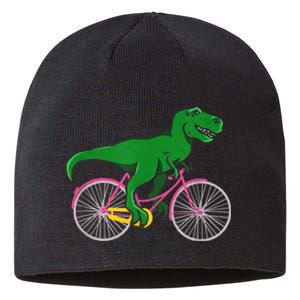 TRex Riding A Bike Funny Trex Dinosaur Bicycle Rider Sustainable Beanie