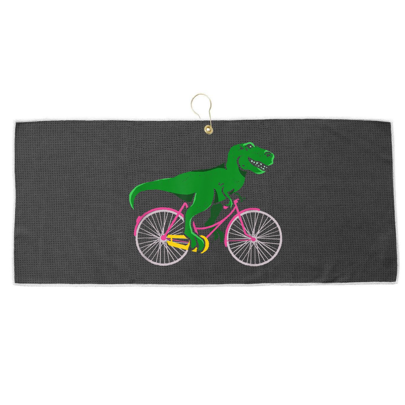 TRex Riding A Bike Funny Trex Dinosaur Bicycle Rider Large Microfiber Waffle Golf Towel