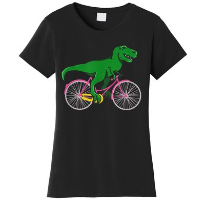 TRex Riding A Bike Funny Trex Dinosaur Bicycle Rider Women's T-Shirt