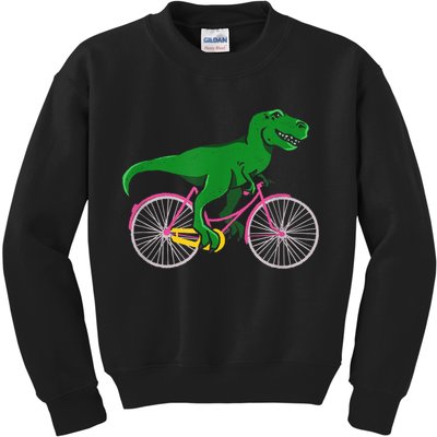 TRex Riding A Bike Funny Trex Dinosaur Bicycle Rider Kids Sweatshirt
