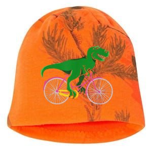 TRex Riding A Bike Funny Trex Dinosaur Bicycle Rider Kati - Camo Knit Beanie