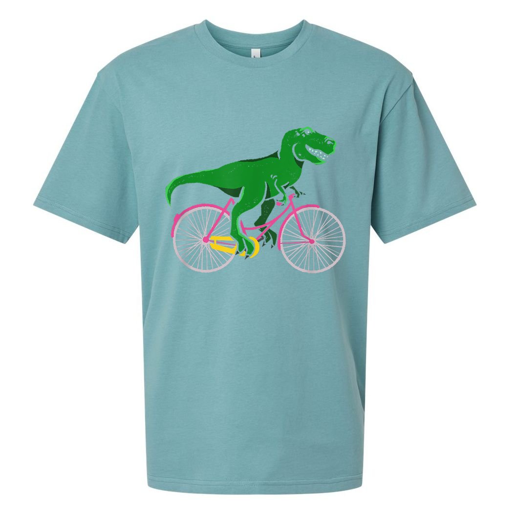 TRex Riding A Bike Funny Trex Dinosaur Bicycle Rider Sueded Cloud Jersey T-Shirt