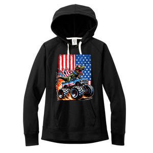 Trex Riding American Monster Truck Usa Flag Women's Fleece Hoodie