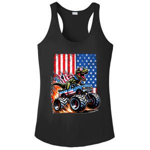 Trex Riding American Monster Truck Usa Flag Ladies PosiCharge Competitor Racerback Tank