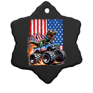 Trex Riding American Monster Truck Usa Flag Ceramic Star Ornament