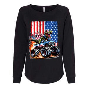 Trex Riding American Monster Truck Usa Flag Womens California Wash Sweatshirt