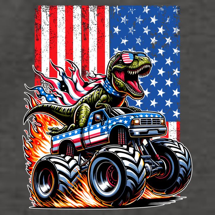 Trex Riding American Monster Truck Usa Flag Vector Backpack