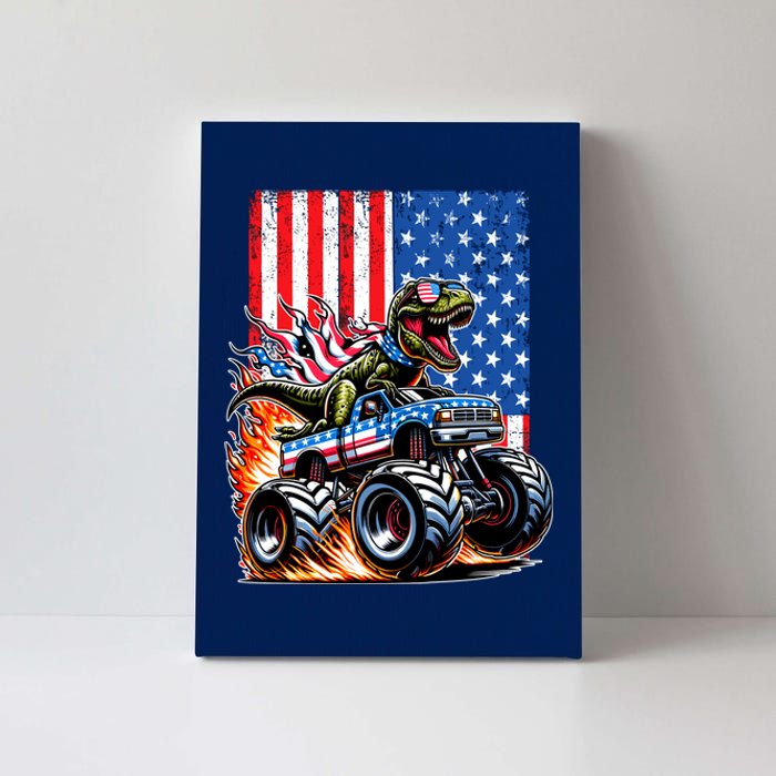 Trex Riding American Monster Truck Usa Flag Canvas