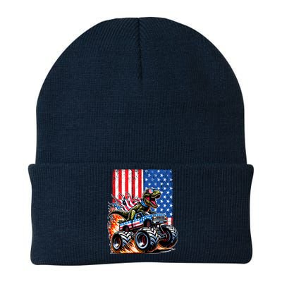 Trex Riding American Monster Truck Usa Flag Knit Cap Winter Beanie