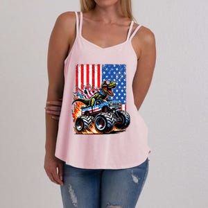 Trex Riding American Monster Truck Usa Flag Women's Strappy Tank