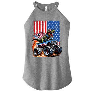 Trex Riding American Monster Truck Usa Flag Women's Perfect Tri Rocker Tank