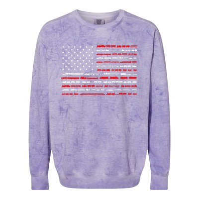 Train Railroad American Flag Vintage Locomotive Colorblast Crewneck Sweatshirt