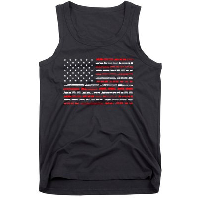 Train Railroad American Flag Vintage Locomotive Tank Top