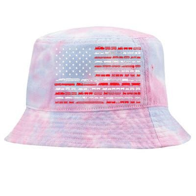 Train Railroad American Flag Vintage Locomotive Tie-Dyed Bucket Hat