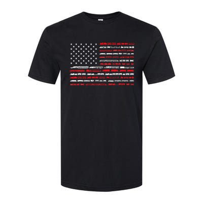 Train Railroad American Flag Vintage Locomotive Softstyle® CVC T-Shirt