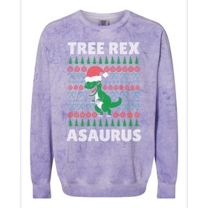 Tree Rex A Saurus Funny Christmas Dinosaur Gift Colorblast Crewneck Sweatshirt