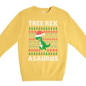 Tree Rex A Saurus Funny Christmas Dinosaur Gift Premium Crewneck Sweatshirt