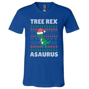 Tree Rex A Saurus Funny Christmas Dinosaur Gift V-Neck T-Shirt