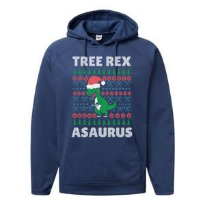 Tree Rex A Saurus Funny Christmas Dinosaur Gift Performance Fleece Hoodie