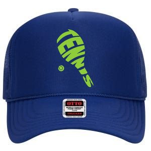 Tennis Racket And Tennis Ball Tennis Graphic Gift High Crown Mesh Back Trucker Hat