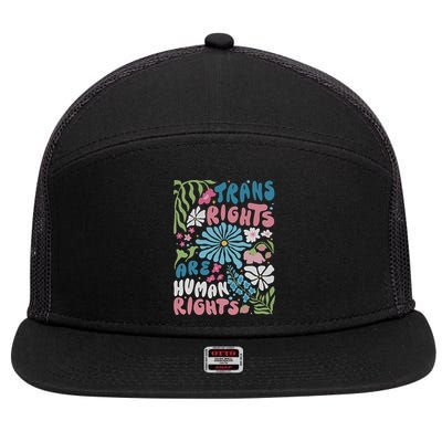 Transg Right Are Human Rights Boho Flower Pride Month 7 Panel Mesh Trucker Snapback Hat