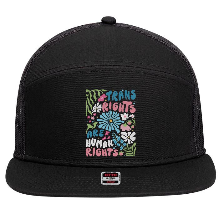 Transg Right Are Human Rights Boho Flower Pride Month 7 Panel Mesh Trucker Snapback Hat
