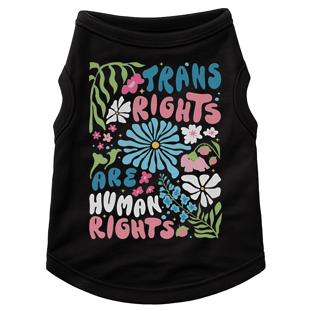 Transg Right Are Human Rights Boho Flower Pride Month Doggie Tank