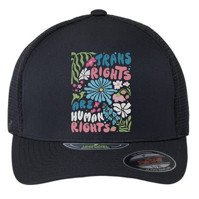 Transg Right Are Human Rights Boho Flower Pride Month Flexfit Unipanel Trucker Cap