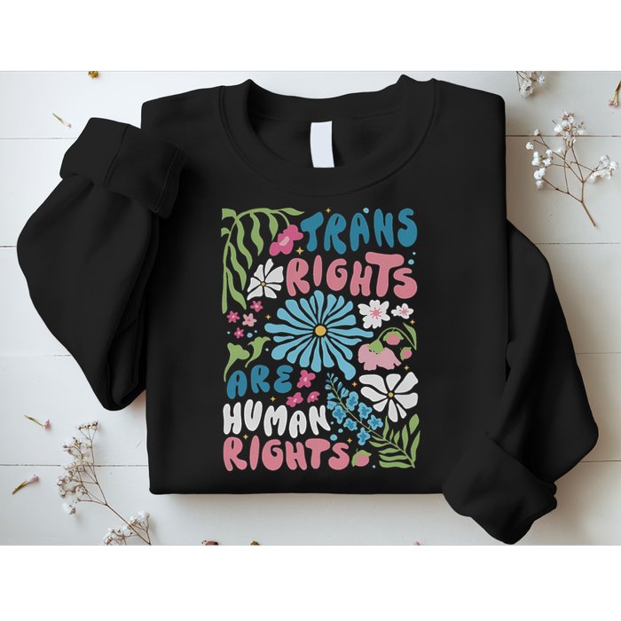 Transg Right Are Human Rights Boho Flower Pride Month Sweatshirt